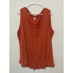 Caslon Women's Size 2X Orange Thick Tank Top Sleeveless Blouse Fluttery